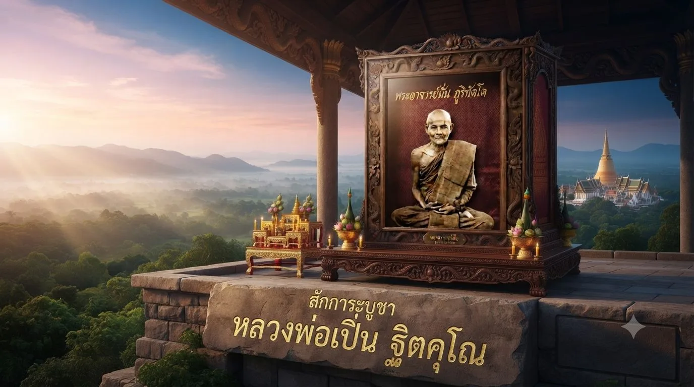 Portrait of Ajahn Mun Bhuridatta Thera, the revered founder of the modern Thai Forest Tradition and one of Thailand's greatest Buddhist meditation masters.
